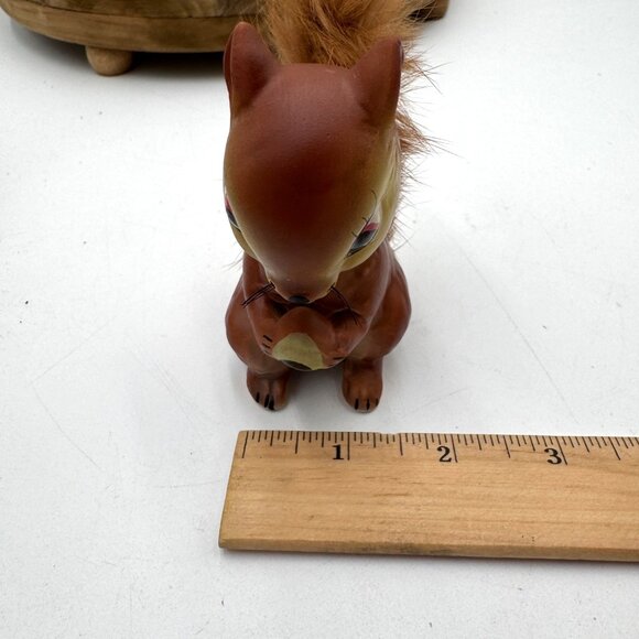 Enesco Ceramic Squirrel with Furry Bushy Tail Kitschy Japan Acorn vintage decor - Picture 12 of 13